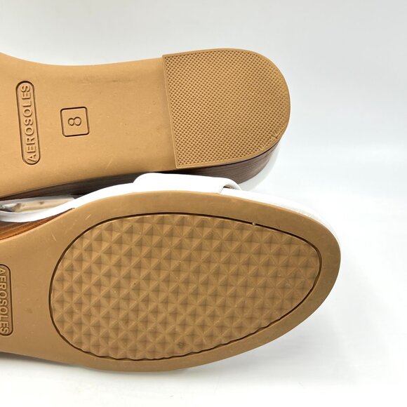 Aerosoles Womens Size 8 Willowbrook White Leather Wedges‎ Sandals Shoes - Picture 11 of 13